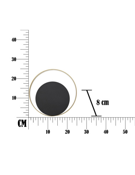 Applique murale moderne Disque 25 cm Métal Noir Doré Shuttle 