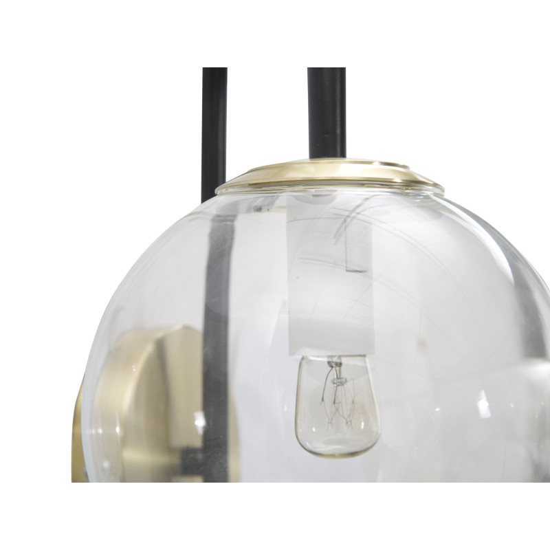 Applique murale moderne 2 boules Métal Noir Doré Verre Transparent Iron 