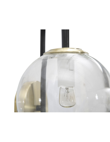 Applique murale moderne 2 boules Métal Noir Doré Verre Transparent Iron 