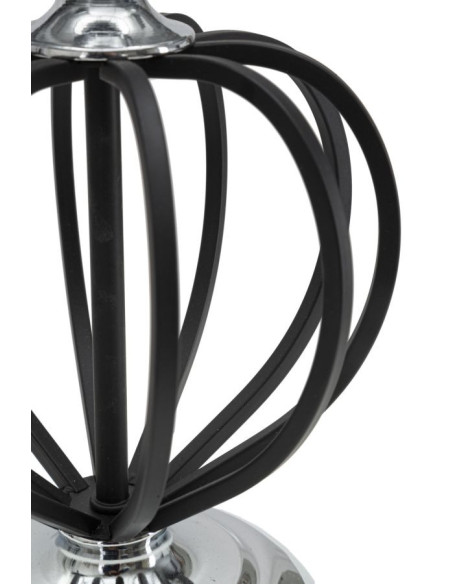 Lampe à poser moderne Cage Hauteur 44 cm Tissu Métal Noir Argenté Darky 