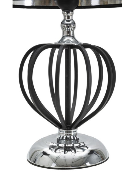 Lampe à poser moderne Cage Hauteur 44 cm Tissu Métal Noir Argenté Darky 