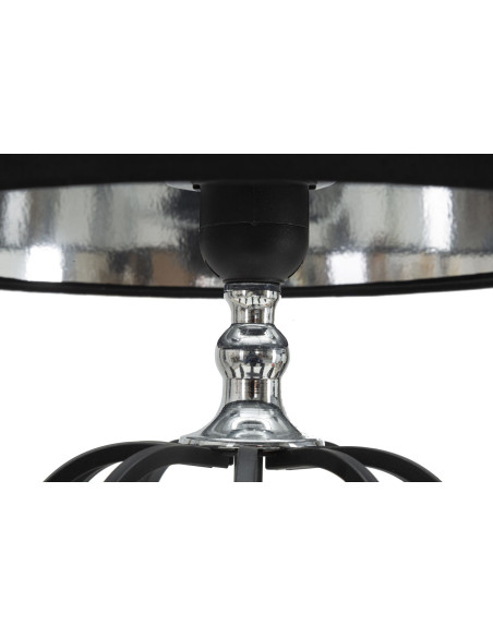 Lampe à poser moderne Cage Hauteur 44 cm Tissu Métal Noir Argenté Darky 