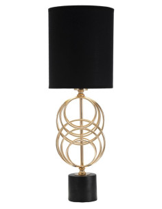 Lampe à poser moderne Cercles Hauteur 58 cm Métal Doré Tissu Noir Circly 