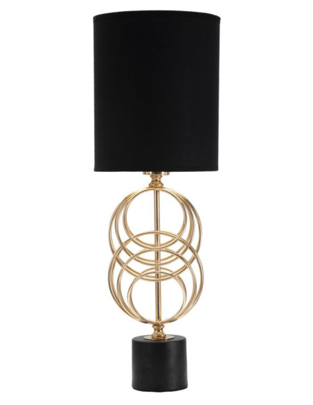 Lampe à poser moderne Cercles Hauteur 58 cm Métal Doré Tissu Noir Circly 