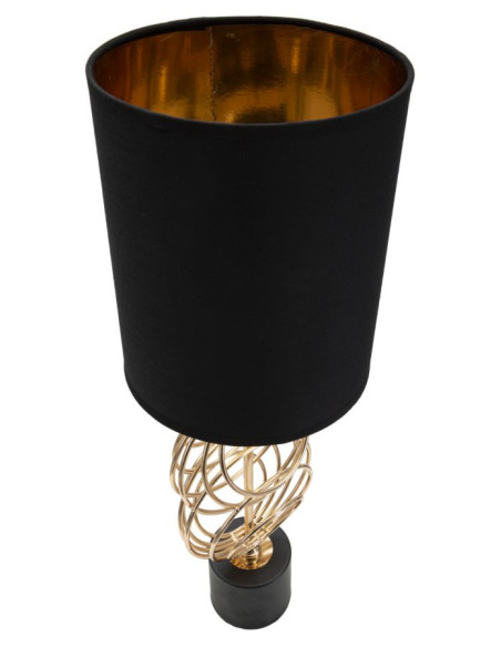 Lampe à poser moderne Cercles Hauteur 58 cm Métal Doré Tissu Noir Circly 