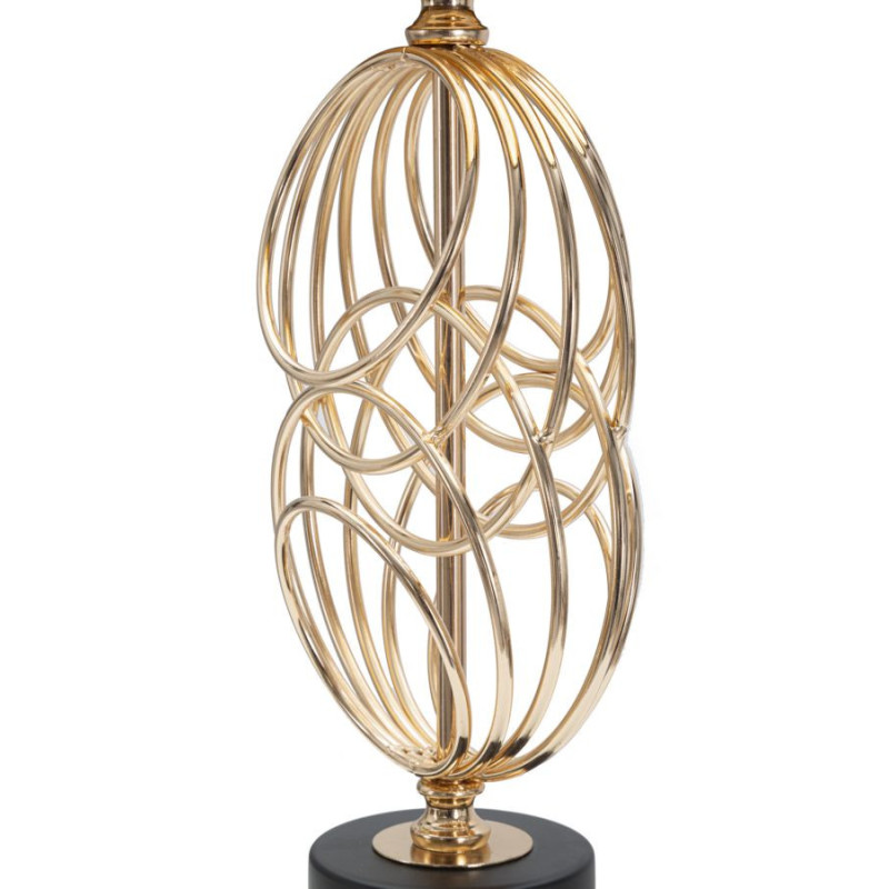 Lampe à poser moderne Cercles Hauteur 58 cm Métal Doré Tissu Noir Circly 
