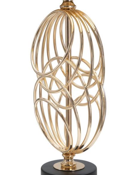 Lampe à poser moderne Cercles Hauteur 58 cm Métal Doré Tissu Noir Circly 