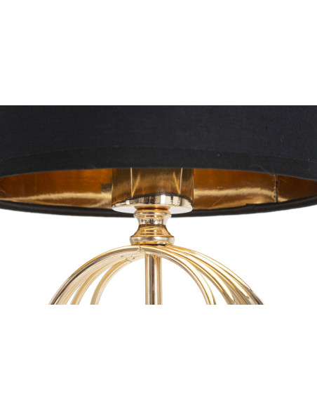 Lampe à poser moderne Cercles Hauteur 58 cm Métal Doré Tissu Noir Circly 