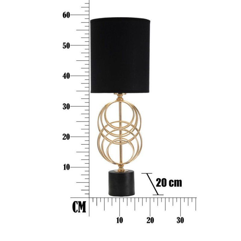 Lampe à poser moderne Cercles Hauteur 58 cm Métal Doré Tissu Noir Circly 