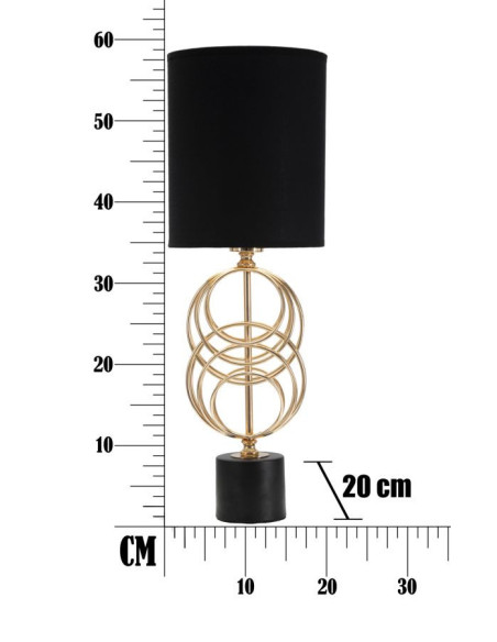Lampe à poser moderne Cercles Hauteur 58 cm Métal Doré Tissu Noir Circly 
