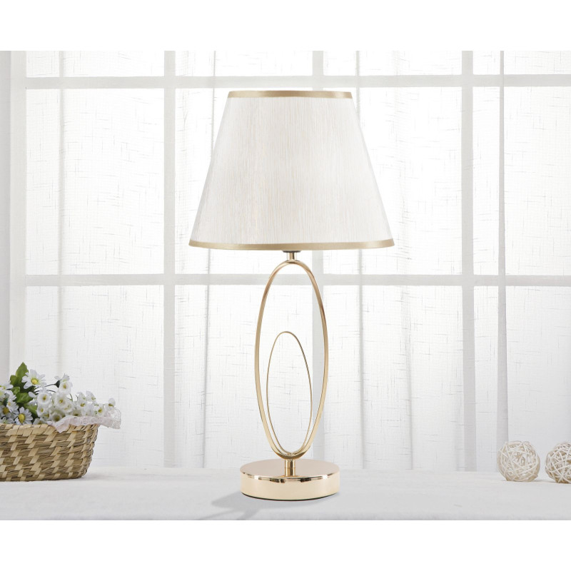 Lampe à poser moderne chic Hauteur 47 cm Métal Doré Tissu Beige Flush 