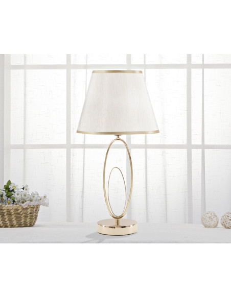 Lampe à poser moderne chic Hauteur 47 cm Métal Doré Tissu Beige Flush 