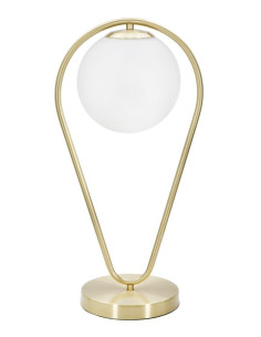 Lampe à poser moderne chic Boule Hauteur 50 cm Métal Doré Verre Blanc Glamy 