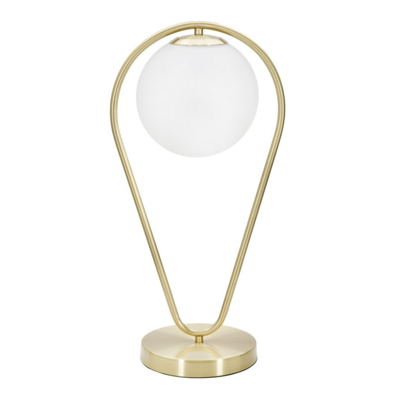 Lampe à poser moderne chic Boule Hauteur 50 cm Métal Doré Verre Blanc Glamy 
