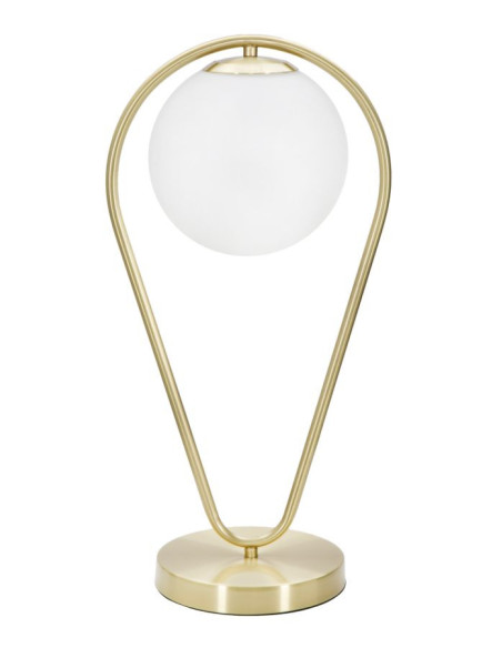 Lampe à poser moderne chic Boule Hauteur 50 cm Métal Doré Verre Blanc Glamy 