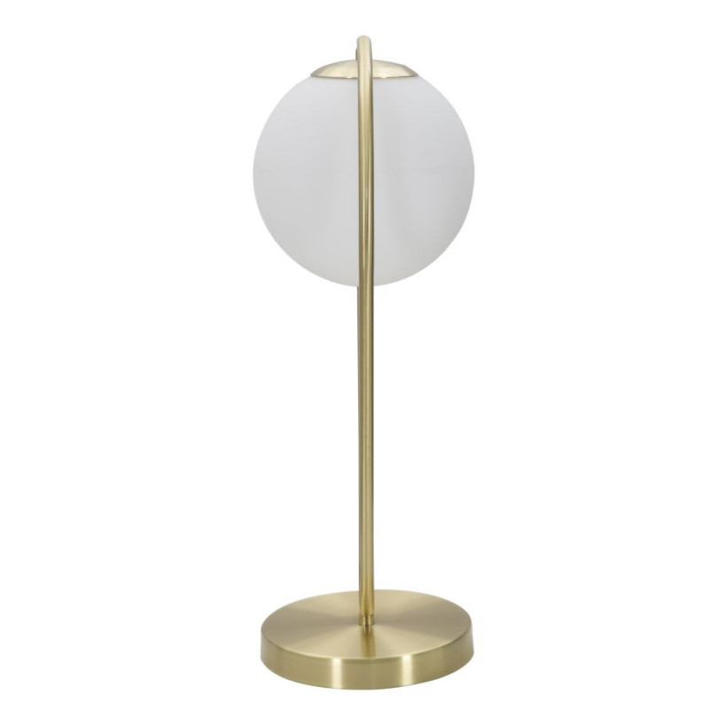 Lampe à poser moderne chic Boule Hauteur 50 cm Métal Doré Verre Blanc Glamy 