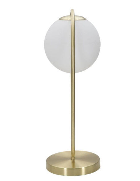 Lampe à poser moderne chic Boule Hauteur 50 cm Métal Doré Verre Blanc Glamy 