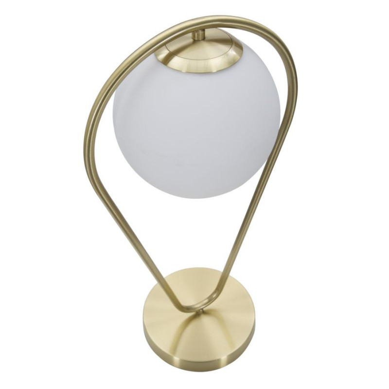 Lampe à poser moderne chic Boule Hauteur 50 cm Métal Doré Verre Blanc Glamy 