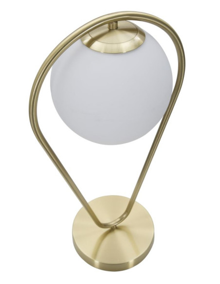 Lampe à poser moderne chic Boule Hauteur 50 cm Métal Doré Verre Blanc Glamy 