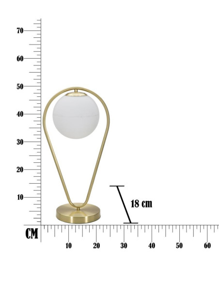 Lampe à poser moderne chic Boule Hauteur 50 cm Métal Doré Verre Blanc Glamy 