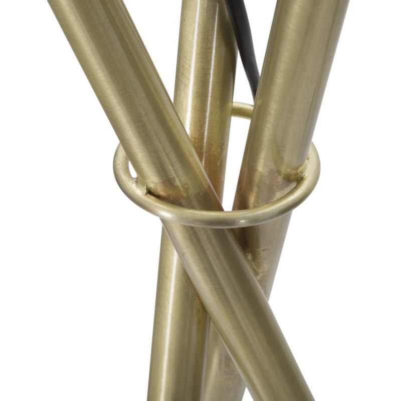 Grand Lampadaire trépied moderne chic Hauteur 155 cm Métal Doré Verre Blanc Glamy 