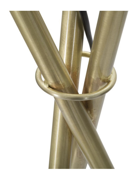 Grand Lampadaire trépied moderne chic Hauteur 155 cm Métal Doré Verre Blanc Glamy 