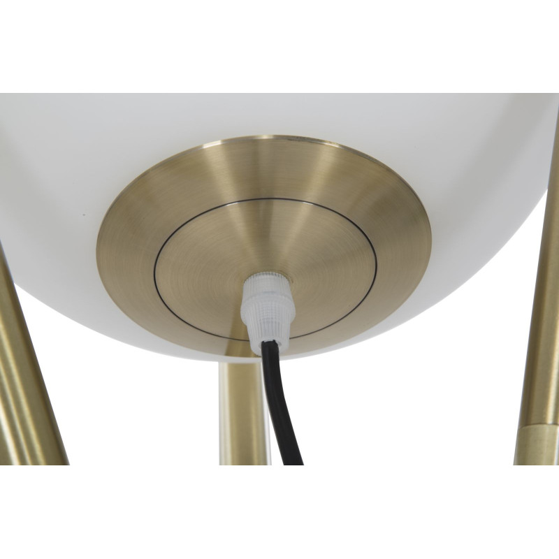 Grand Lampadaire trépied moderne chic Hauteur 155 cm Métal Doré Verre Blanc Glamy 
