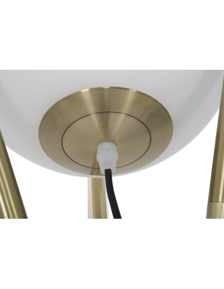 Grand Lampadaire trépied moderne chic Hauteur 155 cm Métal Doré Verre Blanc Glamy 