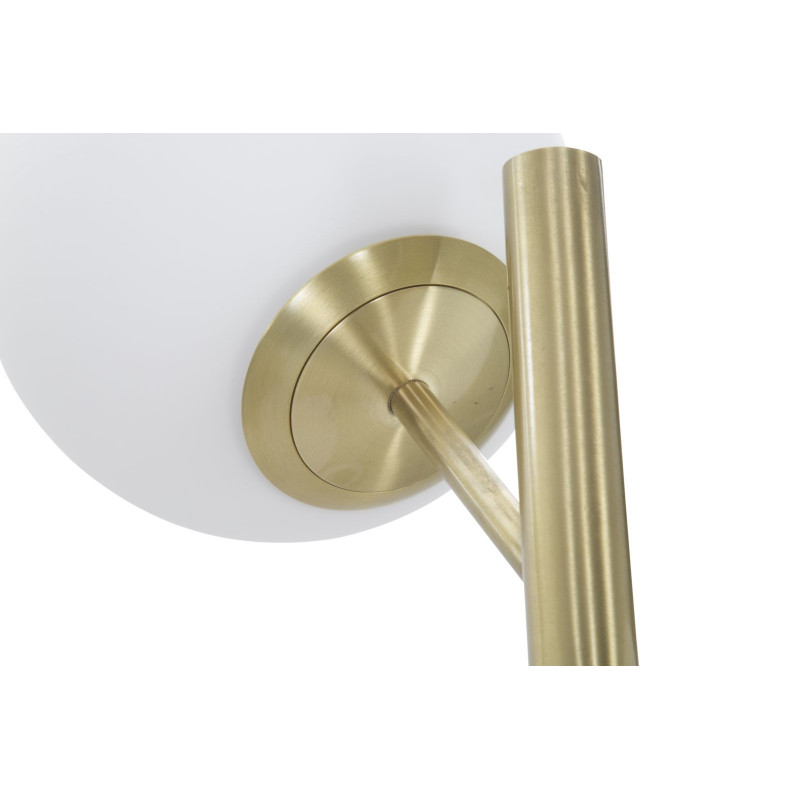 Grand Lampadaire sur pied moderne chic 3 Boules Hauteur 160 cm Métal Doré Verre Blanc Glamy 