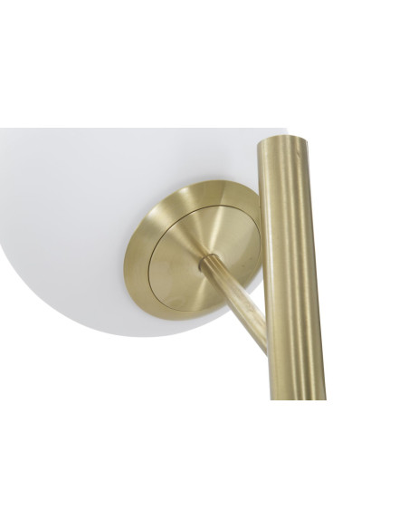 Grand Lampadaire sur pied moderne chic 3 Boules Hauteur 160 cm Métal Doré Verre Blanc Glamy 