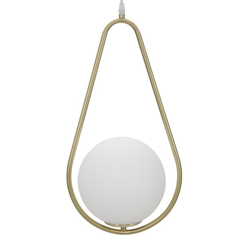 Suspension moderne chic 1 boule Métal Doré Verre Blanc Glamy 