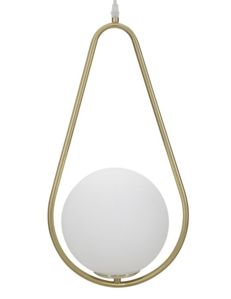 Suspension moderne chic 1 boule Métal Doré Verre Blanc Glamy 