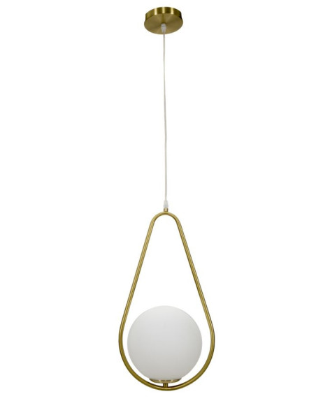 Suspension moderne chic 1 boule Métal Doré Verre Blanc Glamy 