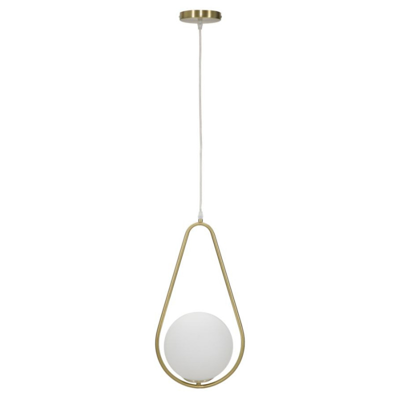 Suspension moderne chic 1 boule Métal Doré Verre Blanc Glamy 
