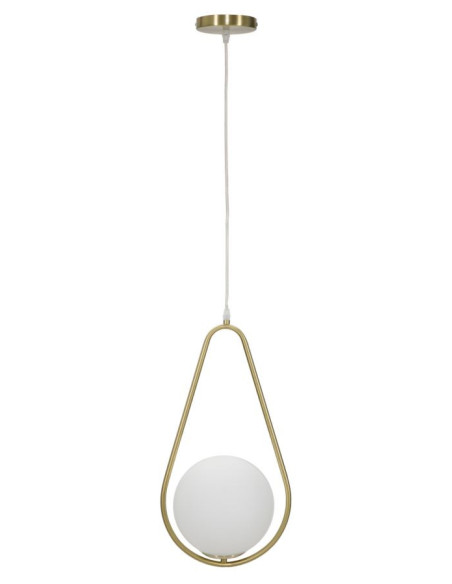 Suspension moderne chic 1 boule Métal Doré Verre Blanc Glamy 