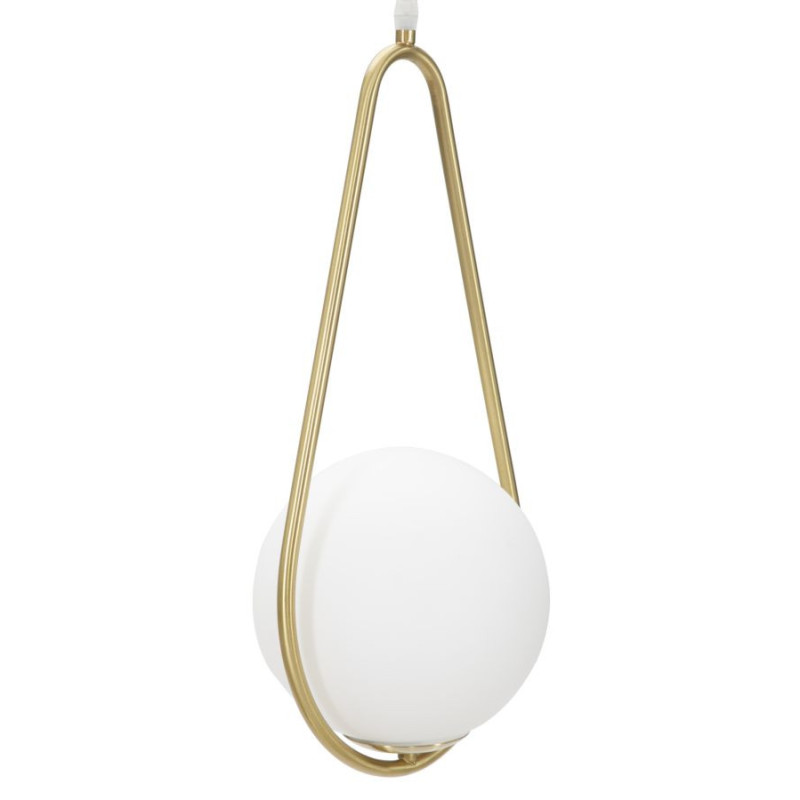 Suspension moderne chic 1 boule Métal Doré Verre Blanc Glamy 