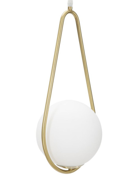 Suspension moderne chic 1 boule Métal Doré Verre Blanc Glamy 
