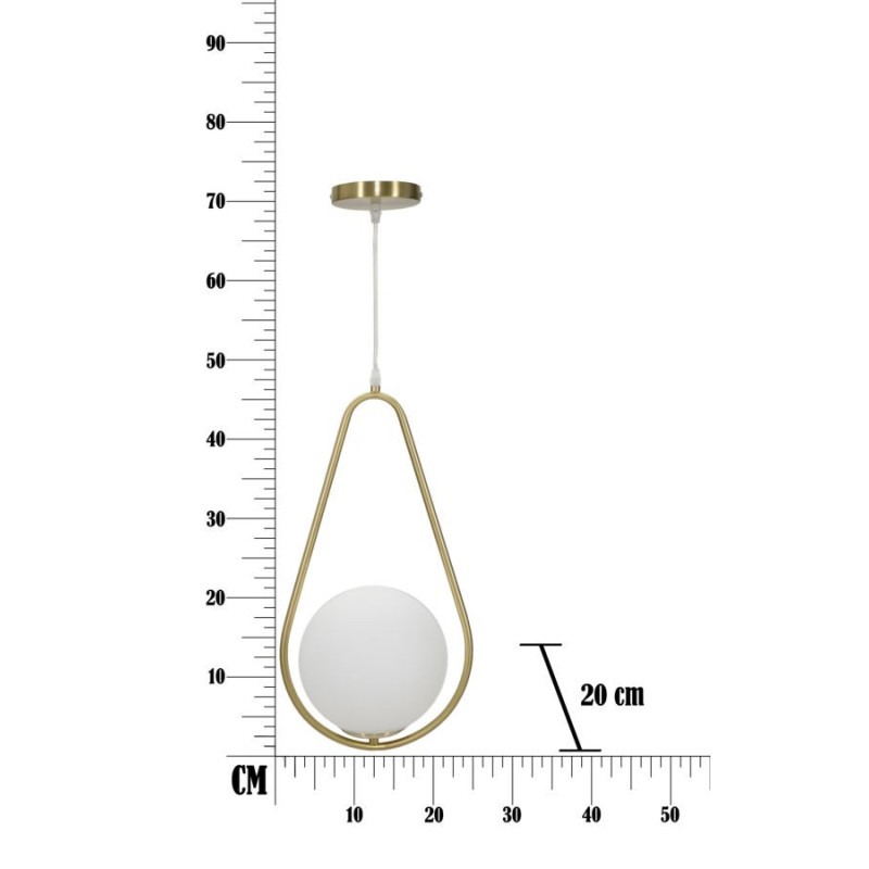 Suspension moderne chic 1 boule Métal Doré Verre Blanc Glamy 