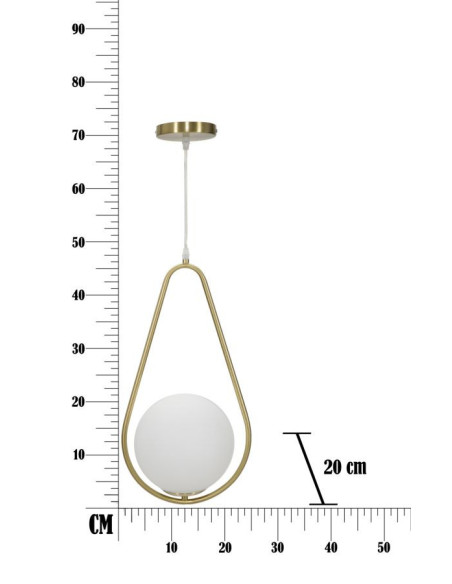 Suspension moderne chic 1 boule Métal Doré Verre Blanc Glamy 