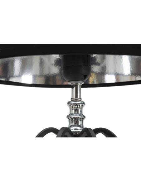 Grande Lampe à poser moderne Cage Hauteur 56 cm Tissu Métal Noir Argenté Darky 