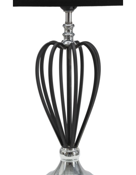 Grande Lampe à poser moderne Cage Hauteur 56 cm Tissu Métal Noir Argenté Darky 