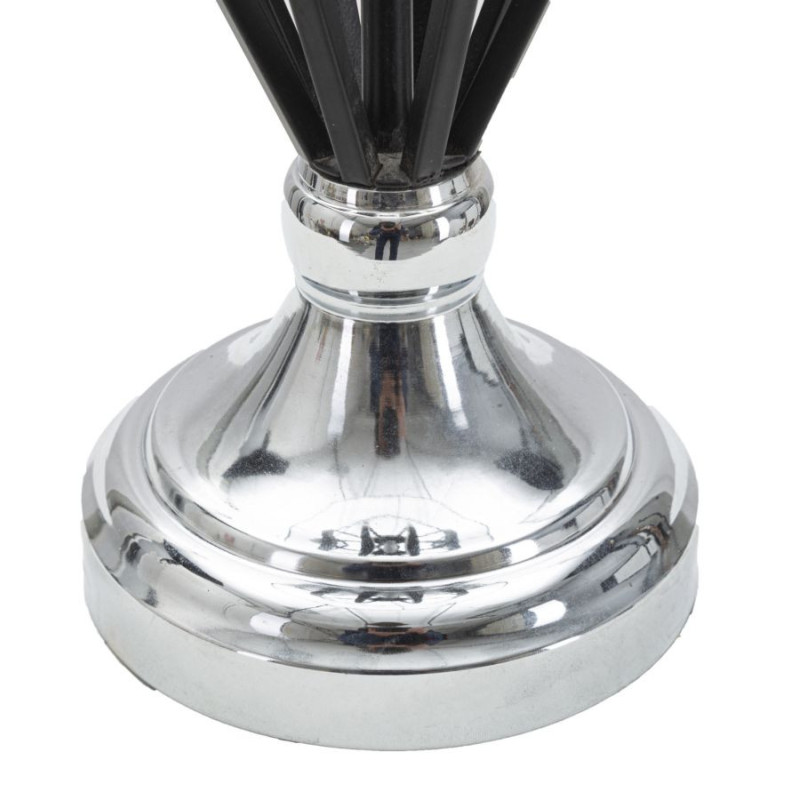 Grande Lampe à poser moderne Cage Hauteur 56 cm Tissu Métal Noir Argenté Darky 