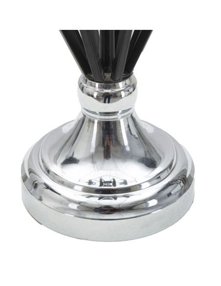 Grande Lampe à poser moderne Cage Hauteur 56 cm Tissu Métal Noir Argenté Darky 