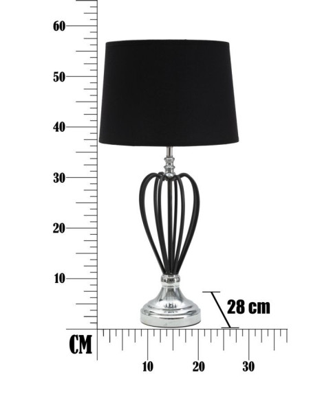 Grande Lampe à poser moderne Cage Hauteur 56 cm Tissu Métal Noir Argenté Darky 