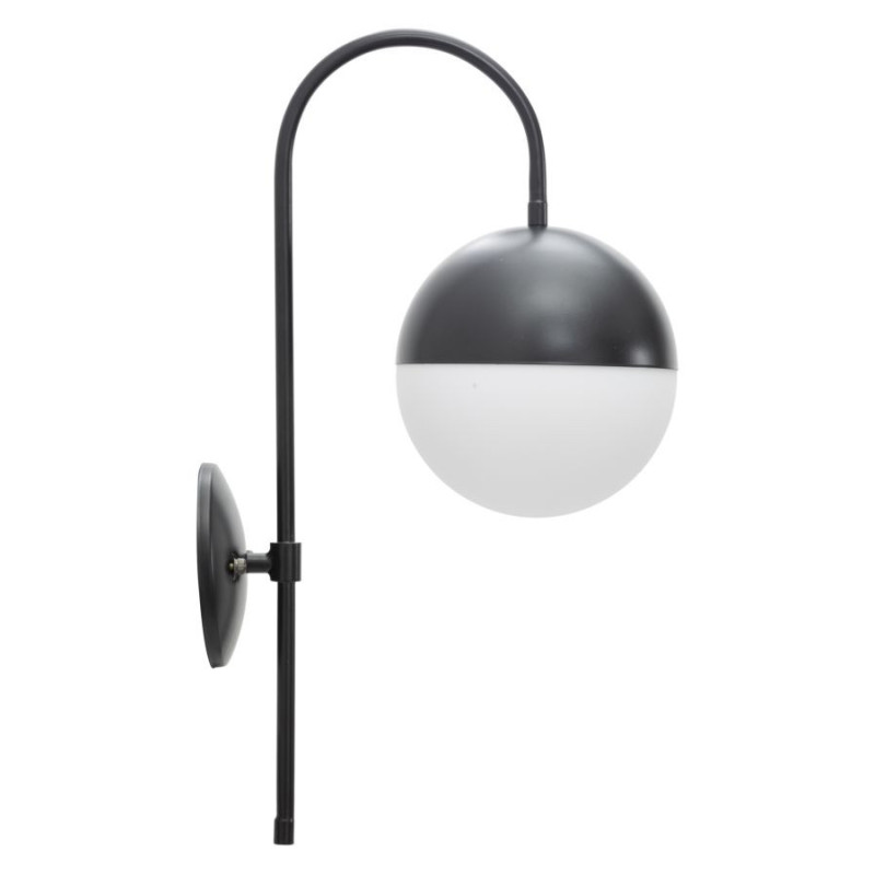 Applique murale moderne chic Boule Hauteur 51 cm Métal Noir Verre Blanc Darky 