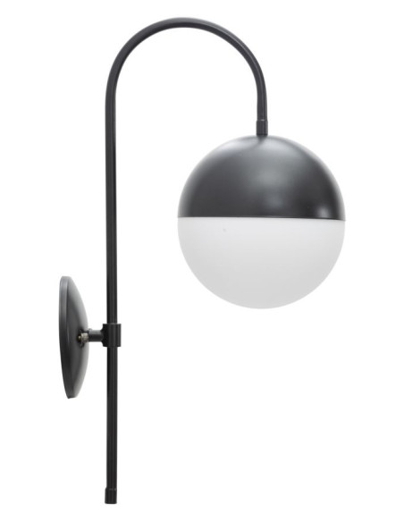 Applique murale moderne chic Boule Hauteur 51 cm Métal Noir Verre Blanc Darky 
