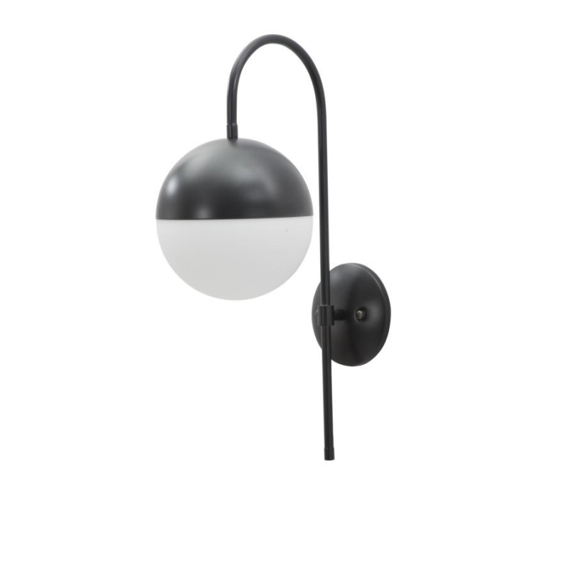 Applique murale moderne chic Boule Hauteur 51 cm Métal Noir Verre Blanc Darky 