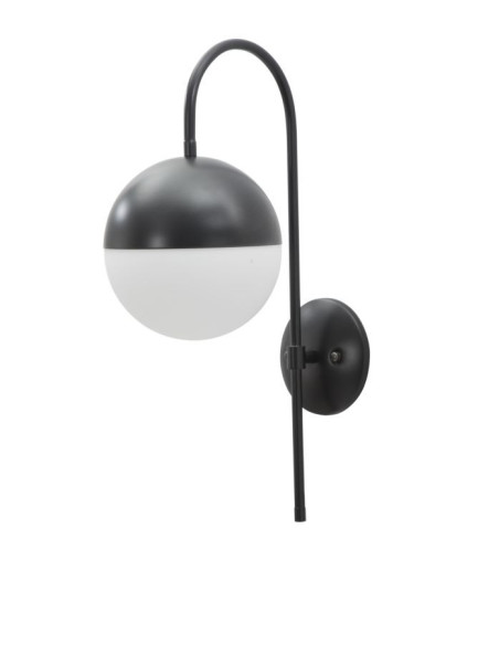 Applique murale moderne chic Boule Hauteur 51 cm Métal Noir Verre Blanc Darky 