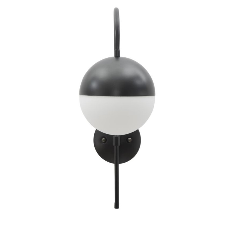 Applique murale moderne chic Boule Hauteur 51 cm Métal Noir Verre Blanc Darky 