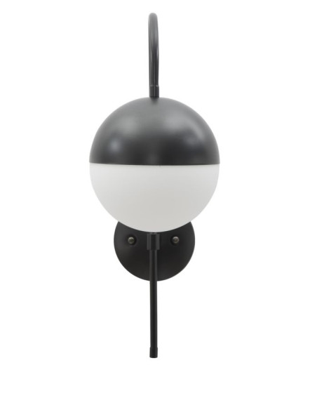 Applique murale moderne chic Boule Hauteur 51 cm Métal Noir Verre Blanc Darky 